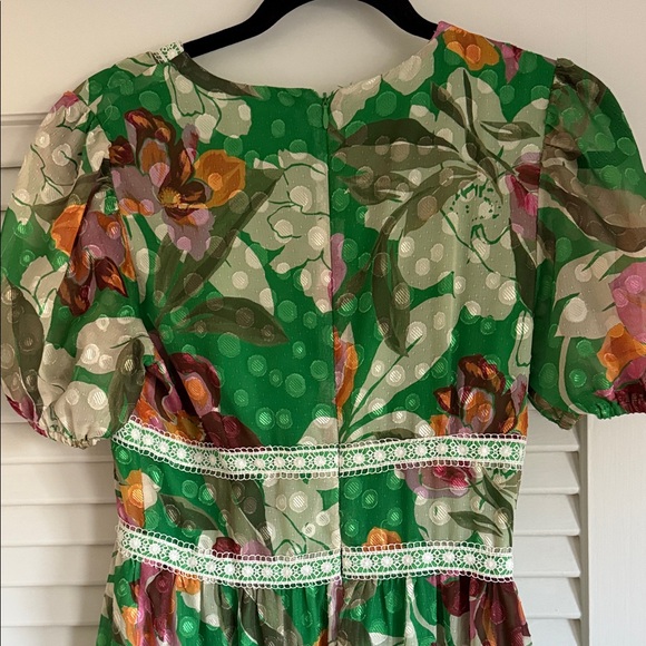 Adelyn Rae Green Floral Dress with Lace Trim - Picture 4 of 4